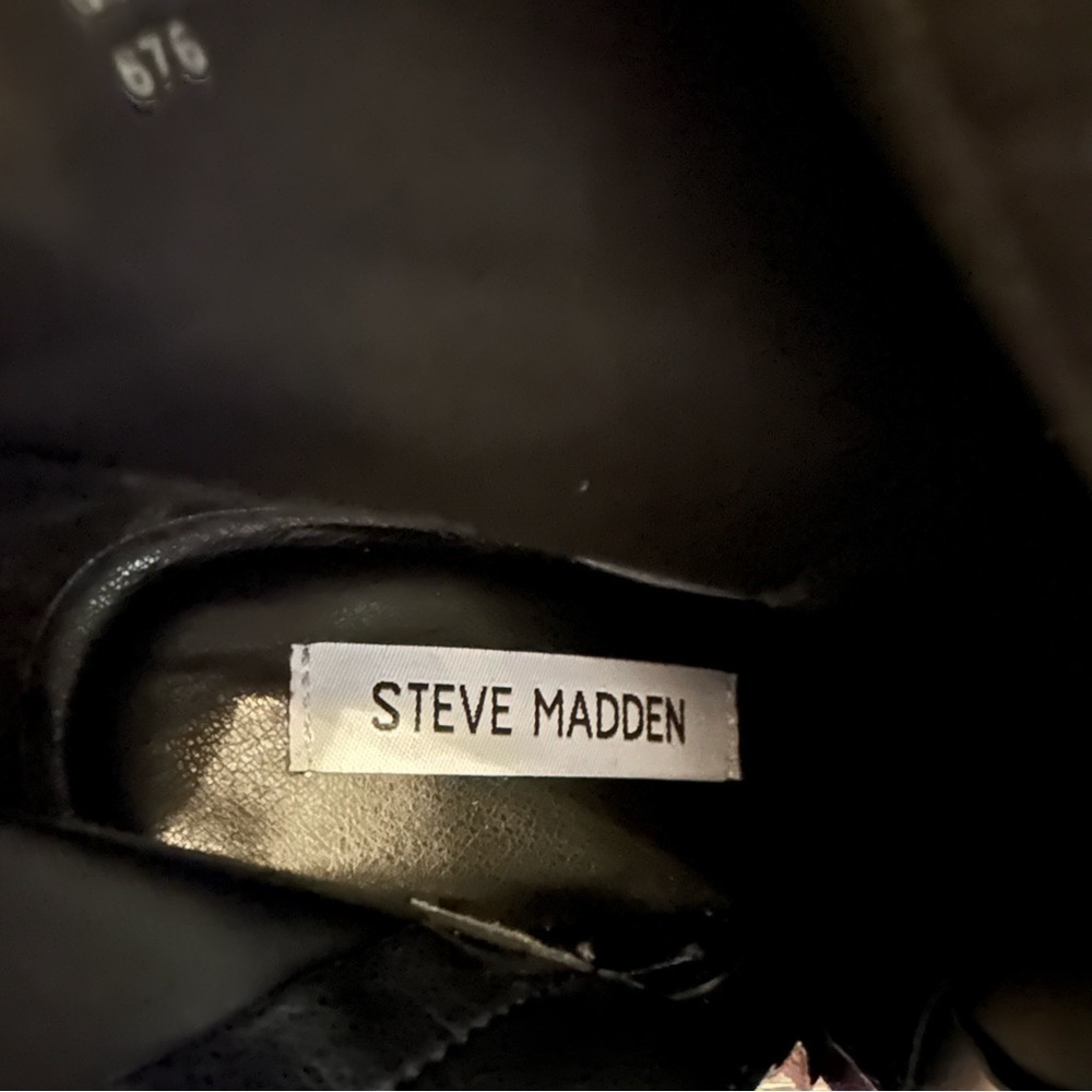 STEVE MADDEN FALONA BROWN FAUX SUEDE BLOCK HEEL ZIP SIDE HEEL GRIP BOOTIE 7.5 - Picture 9 of 9